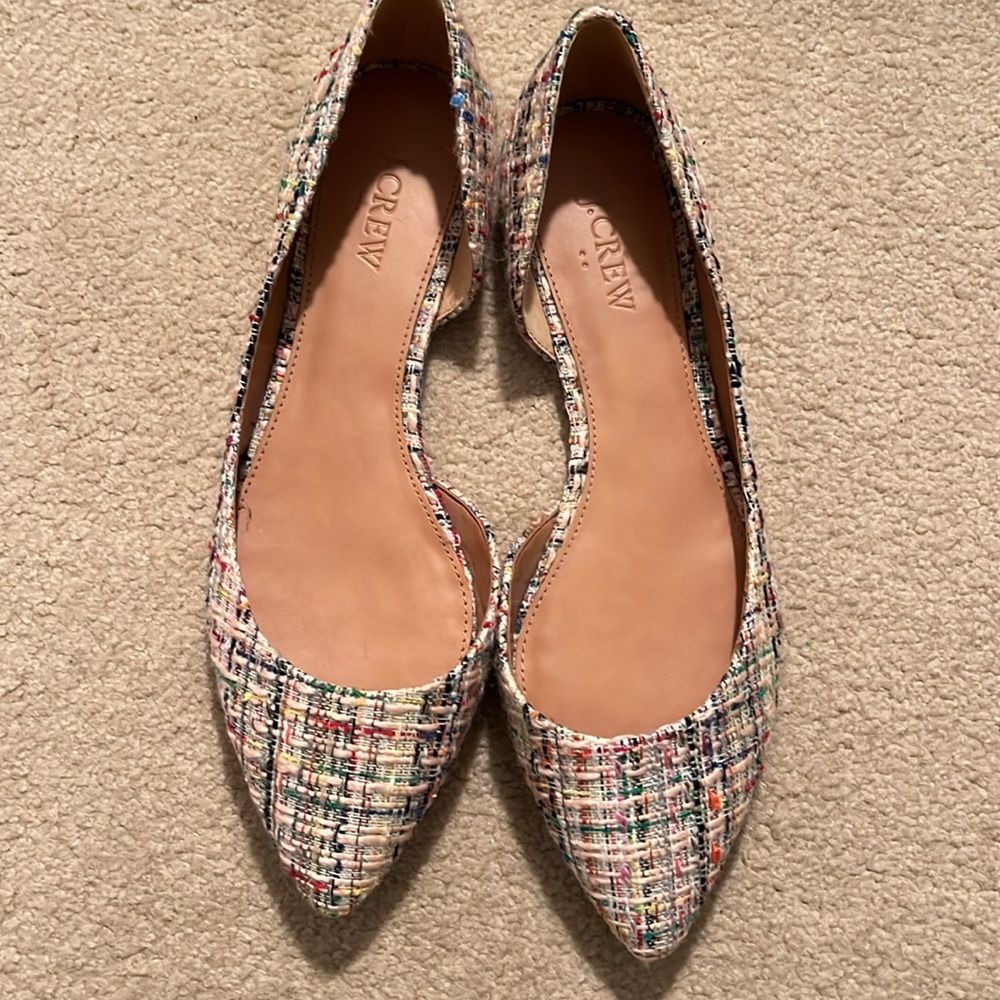 J. Crew Multicolor Tweed Pointed D’Orsay Flats - Picture 2 of 8